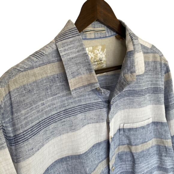 Tasso Elba Blue Striped Button Up - Large - Picture 3 of 5